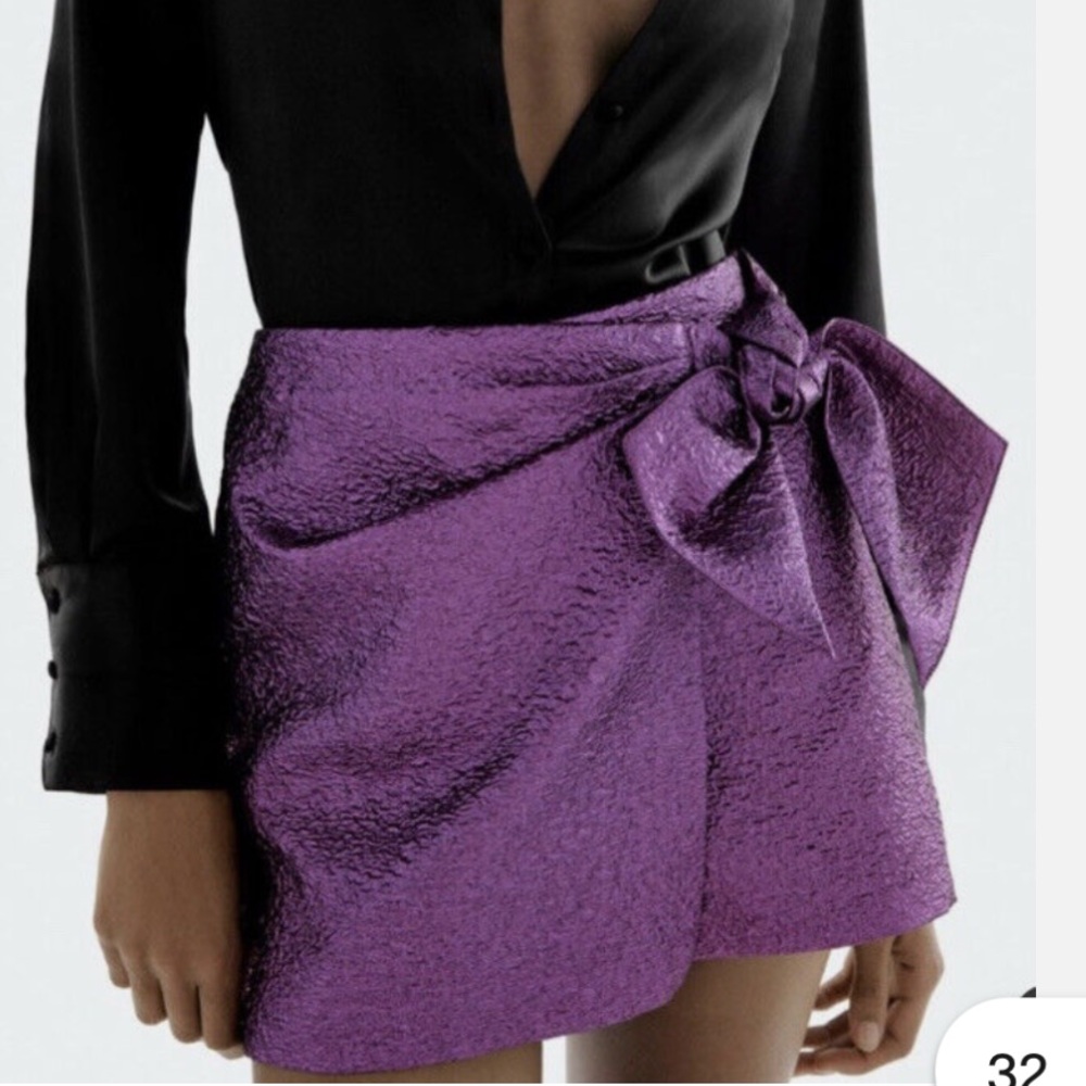 Zara Women's Purple Bow Trim Skort